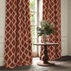 Inca Fabric from Linwood Fabrics Inca collection - red geometric velvet-chenille