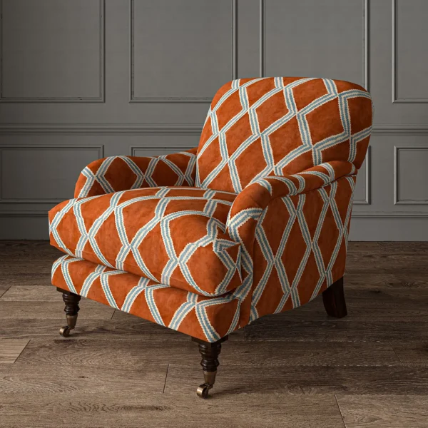 Inca Fabric - Brick by Inca Fabric from Linwood Fabrics Inca collection - red geometric velvet-chenille