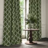 Inca Fabric from Linwood Fabrics Inca collection - green geometric velvet-chenille