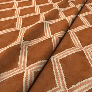 Inca Fabric from Linwood Fabrics Inca collection - orange geometric velvet-chenille