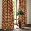 Inca Fabric from Linwood Fabrics Inca collection - orange geometric velvet-chenille