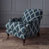 Inca Fabric from Linwood Fabrics Inca collection - blue geometric velvet-chenille
