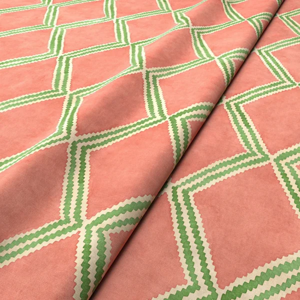 Inca Fabric - Miami Pink by Inca Fabric from Linwood Fabrics Inca collection - pink geometric velvet-chenille