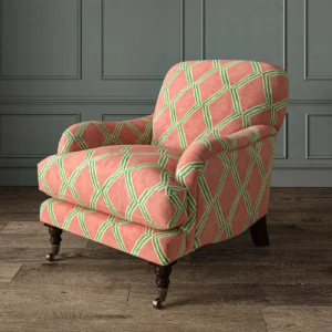 Inca Fabric from Linwood Fabrics Inca collection - pink geometric velvet-chenille
