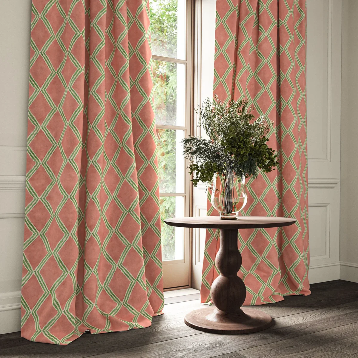 Inca Fabric - Miami Pink by Inca Fabric from Linwood Fabrics Inca collection - pink geometric velvet-chenille