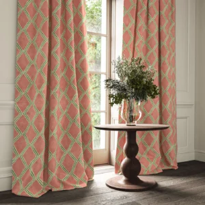 Inca Fabric from Linwood Fabrics Inca collection - pink geometric velvet-chenille