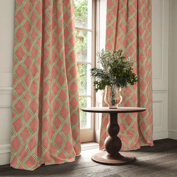 Inca Fabric - Miami Pink by Inca Fabric from Linwood Fabrics Inca collection - pink geometric velvet-chenille