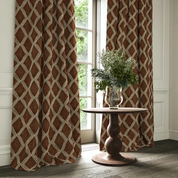 Inca Fabric - Mocha by Inca Fabric from Linwood Fabrics Inca collection - brown geometric velvet-chenille
