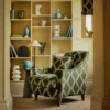 Inca Fabric from Linwood Fabrics Inca collection - green geometric velvet-chenille