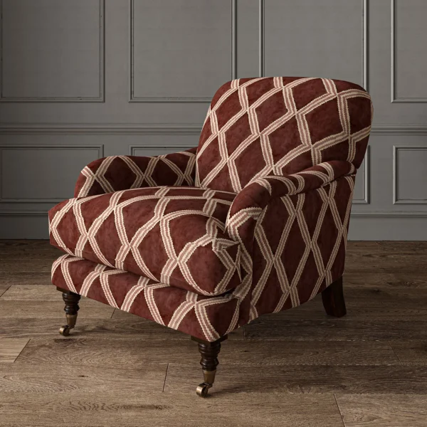 Inca Fabric - Plum Bronze by Inca Fabric from Linwood Fabrics Inca collection - brown geometric velvet-chenille