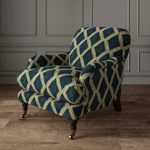 Inca Fabric from Linwood Fabrics Inca collection - blue geometric velvet-chenille