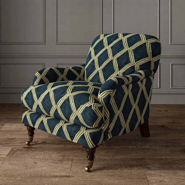 Inca Fabric - Seabed by Inca Fabric from Linwood Fabrics Inca collection - blue geometric velvet-chenille