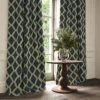 Inca Fabric from Linwood Fabrics Inca collection - blue geometric velvet-chenille