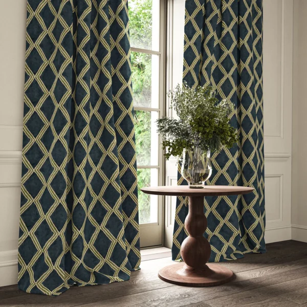 Inca Fabric - Seabed by Inca Fabric from Linwood Fabrics Inca collection - blue geometric velvet-chenille