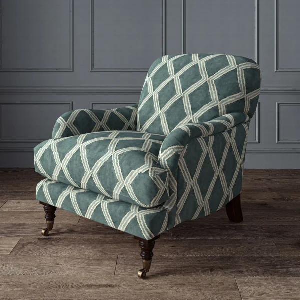 Inca Fabric - Silver Moonlight by Inca Fabric from Linwood Fabrics Inca collection - blue geometric velvet-chenille