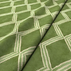 Inca Fabric from Linwood Fabrics Inca collection - green geometric velvet-chenille