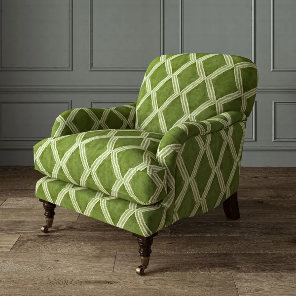 Inca Fabric from Linwood Fabrics Inca collection - green geometric velvet-chenille