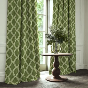 Inca Fabric from Linwood Fabrics Inca collection - green geometric velvet-chenille