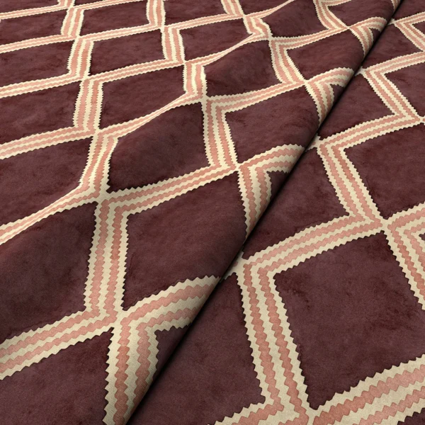Inca Fabric from Linwood Fabrics Inca collection - purple geometric velvet-chenille