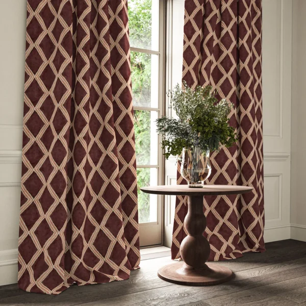 Inca Fabric from Linwood Fabrics Inca collection - purple geometric velvet-chenille