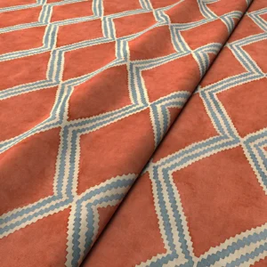 Inca Fabric from Linwood Fabrics Inca collection - orange geometric velvet-chenille