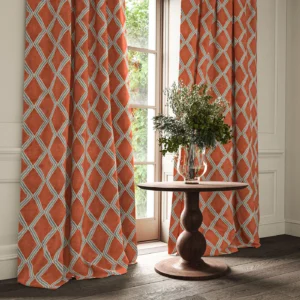 Inca Fabric from Linwood Fabrics Inca collection - orange geometric velvet-chenille
