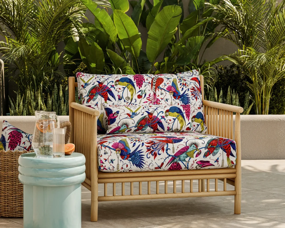 Indoor Outdoor Fabric - Green by Indoor Outdoor Fabric from Clarke & Clarke Wild Escape Indoor Outdoor collection - red animal printed