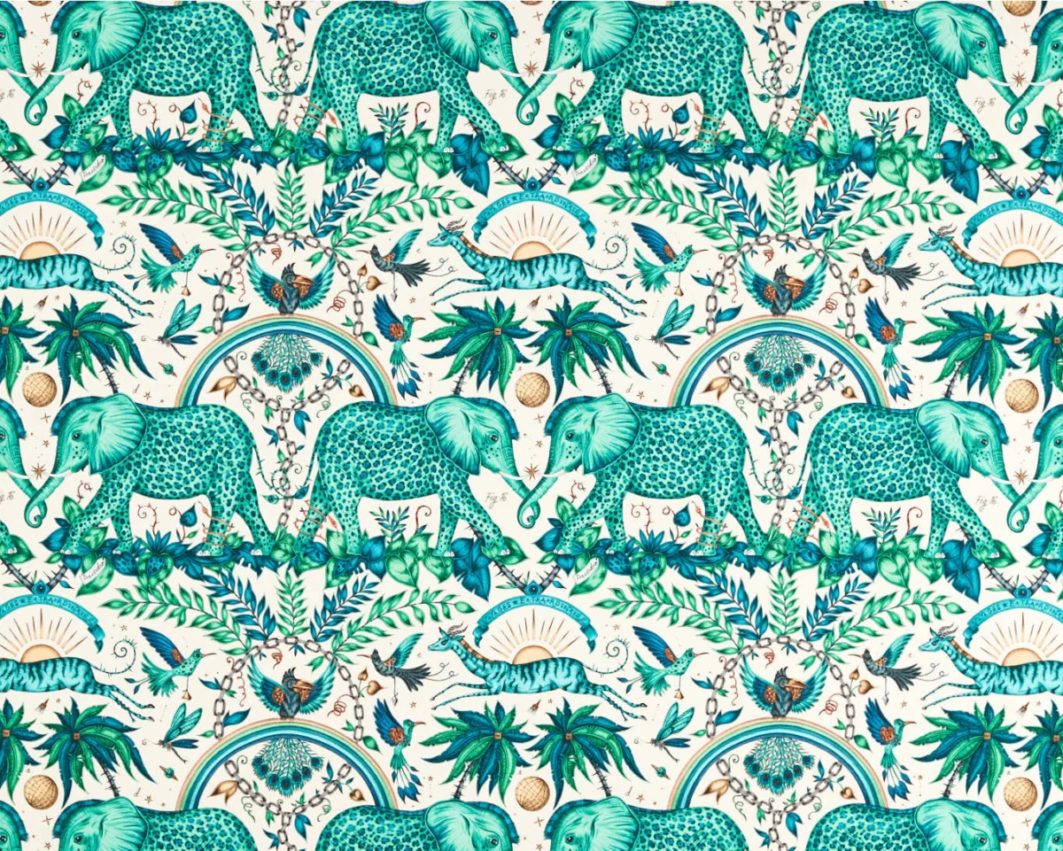 Indoor Outdoor Fabric - Green by Indoor Outdoor Fabric from Clarke & Clarke Wild Escape Indoor Outdoor collection - green animal printed
