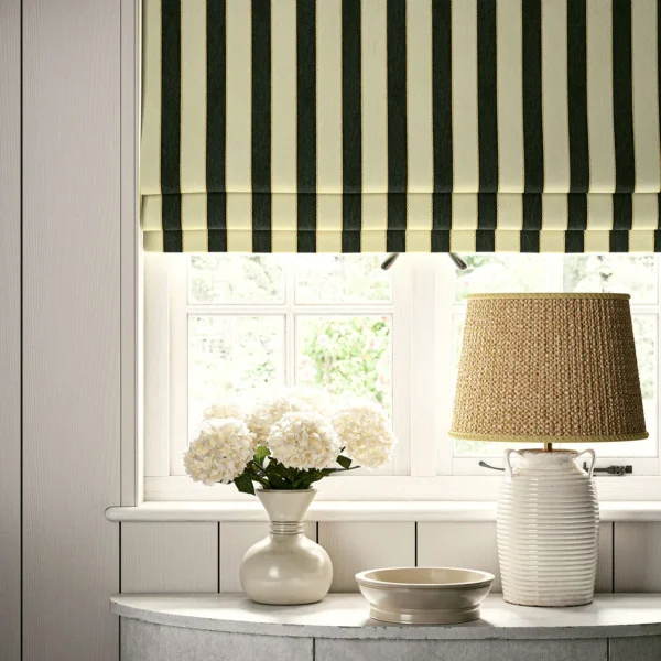 Lola Stripe Fabric from Linwood Fabrics Lola collection - black-grey striped linen
