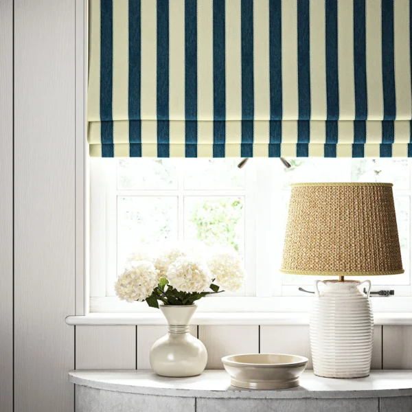 Lola Stripe Fabric from Linwood Fabrics Lola collection - blue striped linen