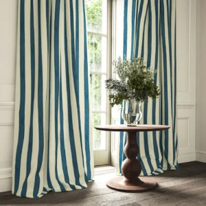 Lola Stripe Fabric from Linwood Fabrics Lola collection - blue striped linen