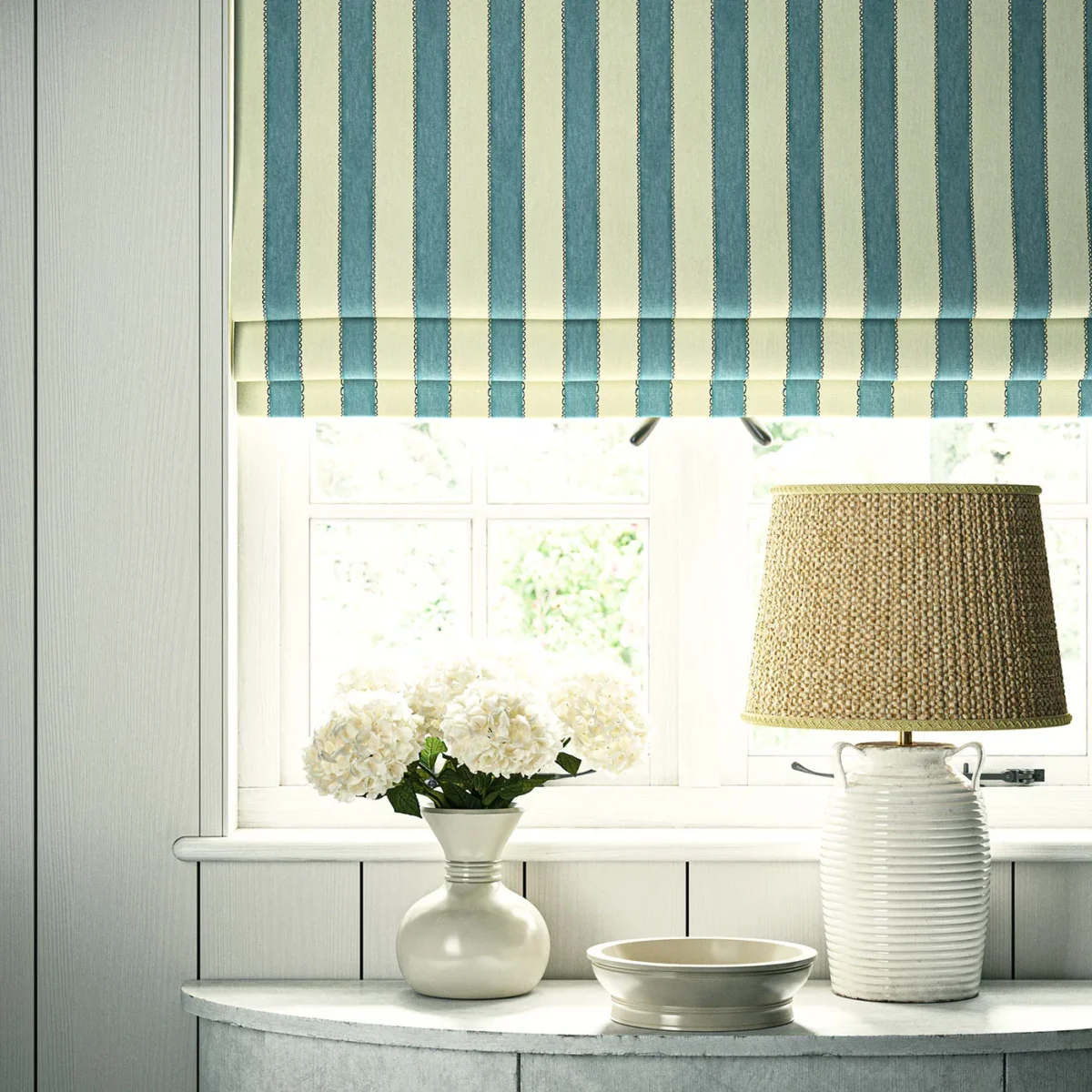 Lola Stripe Fabric - Double Denim by Lola Stripe Fabric from Linwood Fabrics Lola collection - blue striped linen