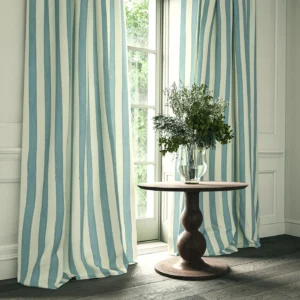 Lola Stripe Fabric from Linwood Fabrics Lola collection - blue striped linen