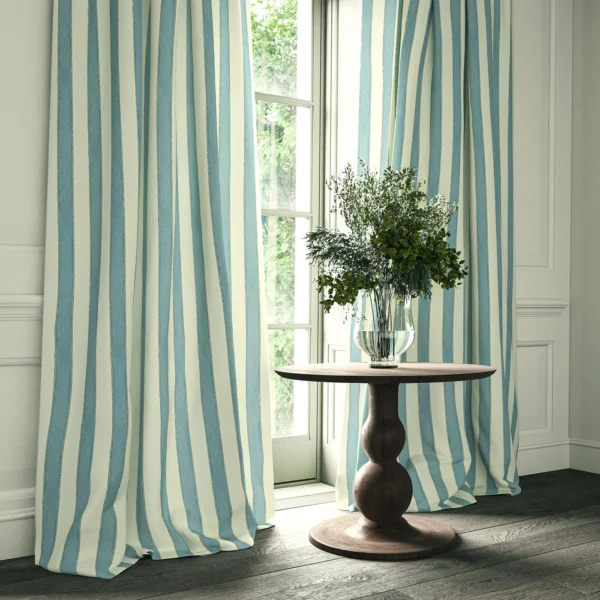 Lola Stripe Fabric from Linwood Fabrics Lola collection - blue striped linen