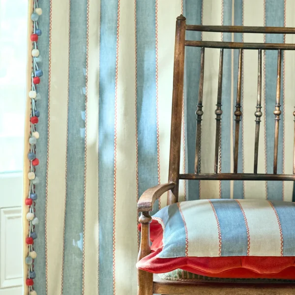 Lola Stripe Fabric from Linwood Fabrics Lola collection - blue striped linen