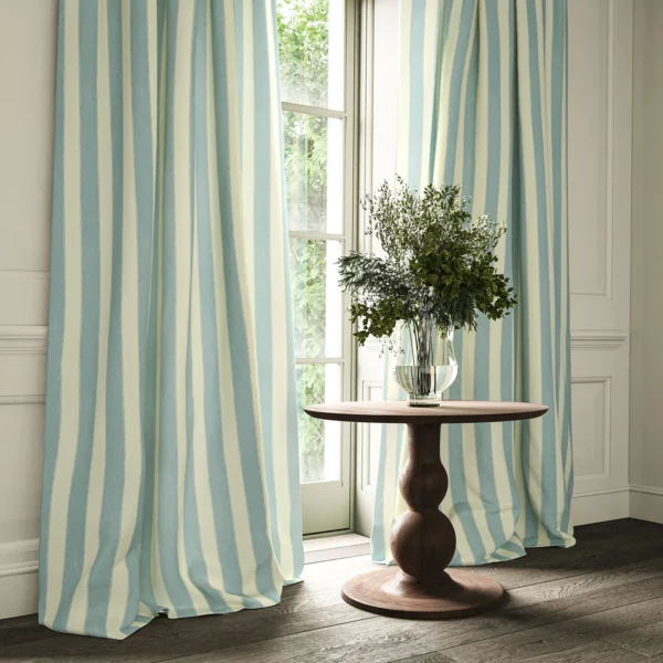 Lola Stripe Fabric - Powder Blue by Lola Stripe Fabric from Linwood Fabrics Lola collection - blue striped linen