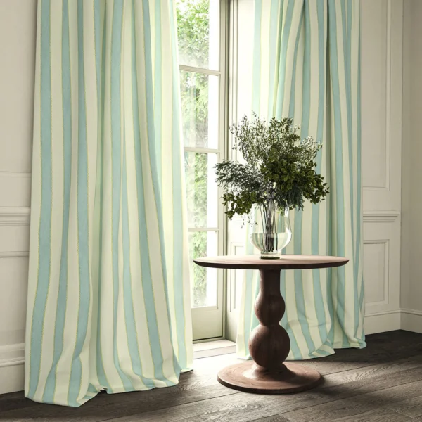 Lola Stripe Fabric from Linwood Fabrics Lola collection - blue striped linen