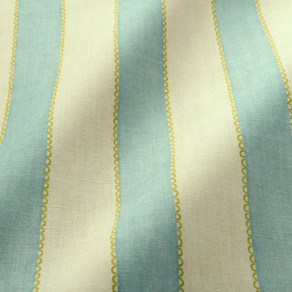 Lola Stripe Fabric - Everglade by Lola Stripe Fabric from Linwood Fabrics Lola collection - blue striped linen