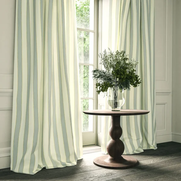 Lola Stripe Fabric from Linwood Fabrics Lola collection - blue striped linen