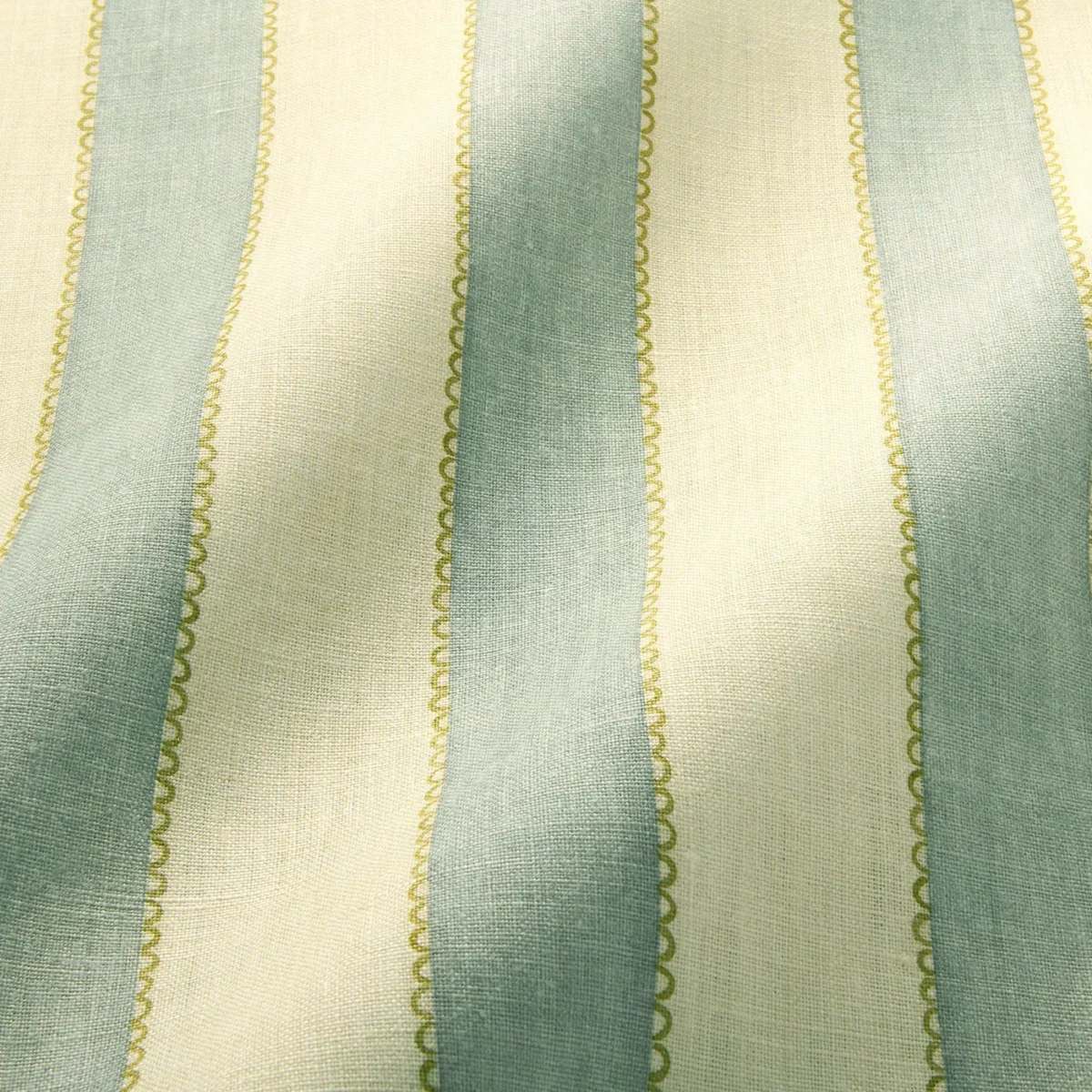 Lola Stripe Fabric - Moonbeam by Lola Stripe Fabric from Linwood Fabrics Lola collection - blue striped linen