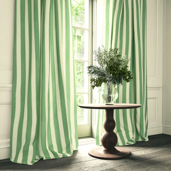 Lola Stripe Fabric from Linwood Fabrics Lola collection - green striped linen