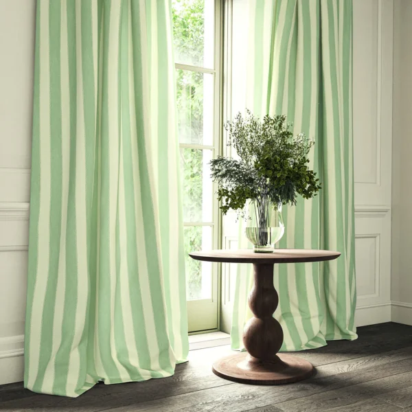 Lola Stripe Fabric from Linwood Fabrics Lola collection - green striped linen