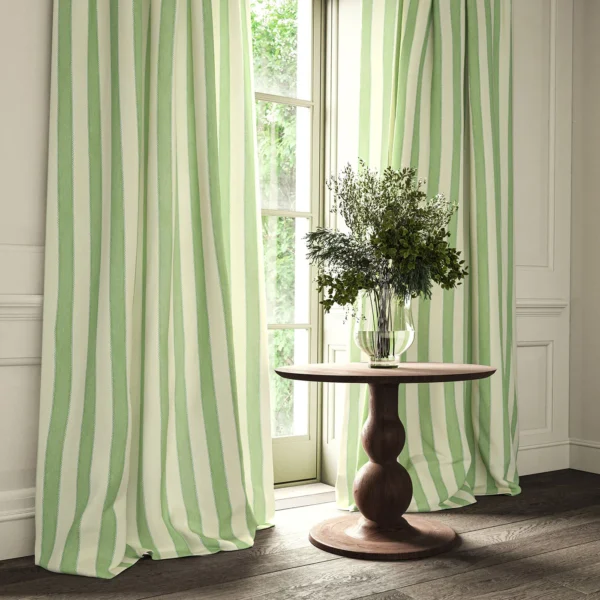 Lola Stripe Fabric from Linwood Fabrics Lola collection - green striped linen