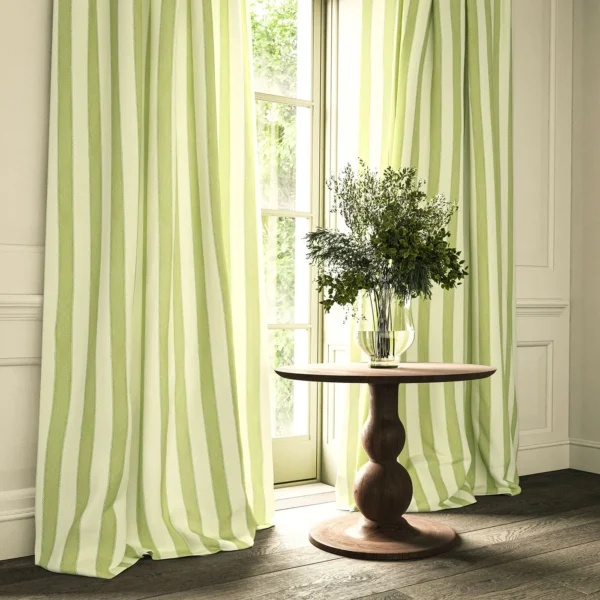 Lola Stripe Fabric from Linwood Fabrics Lola collection - green striped linen