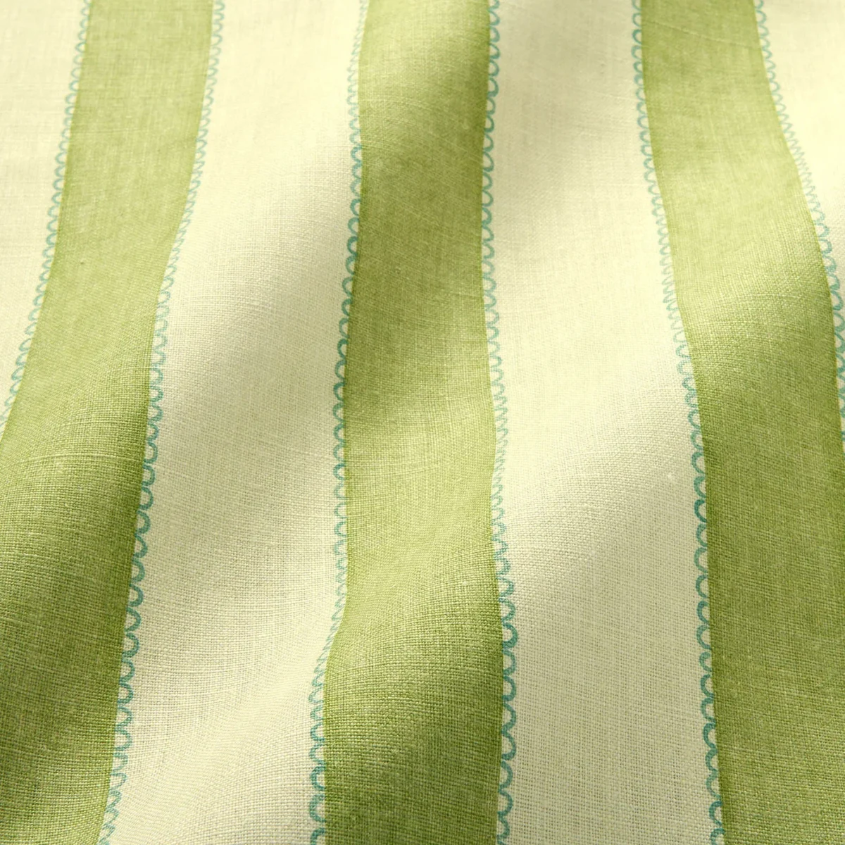Lola Stripe Fabric - Topiary by Lola Stripe Fabric from Linwood Fabrics Lola collection - green striped linen