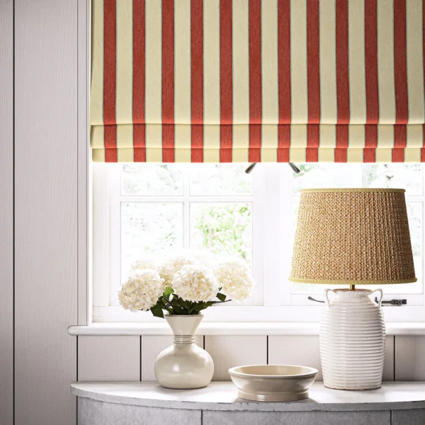 Lola Stripe Fabric from Linwood Fabrics Lola collection - red striped linen