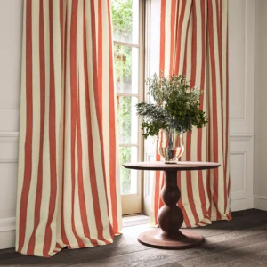 Lola Stripe Fabric from Linwood Fabrics Lola collection - red striped linen