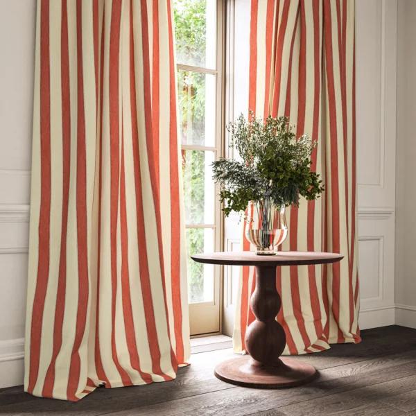 Lola Stripe Fabric from Linwood Fabrics Lola collection - red striped linen