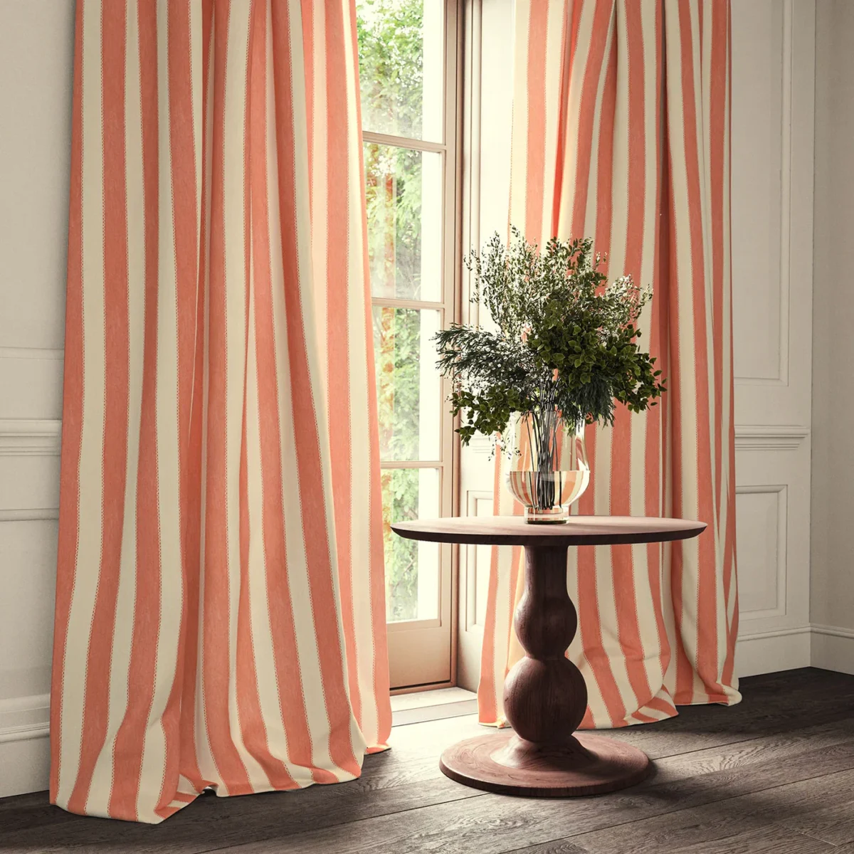 Lola Stripe Fabric - Firefly by Lola Stripe Fabric from Linwood Fabrics Lola collection - red striped linen