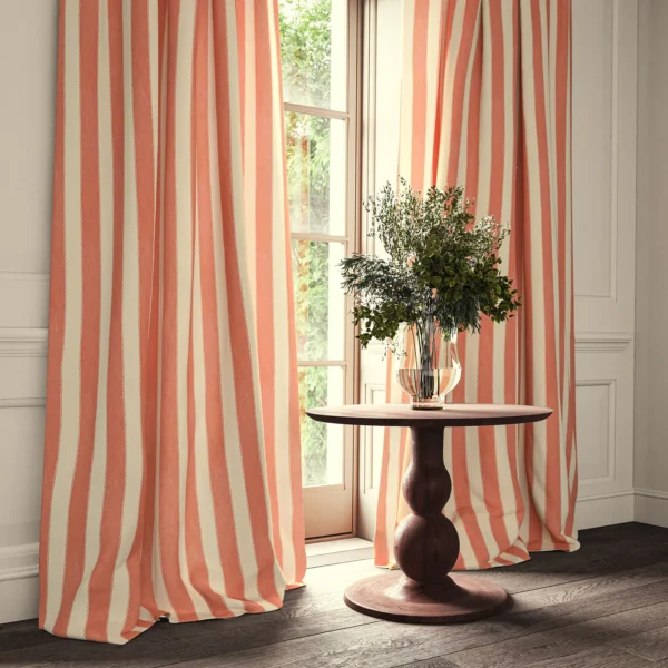 Lola Stripe Fabric from Linwood Fabrics Lola collection - red striped linen